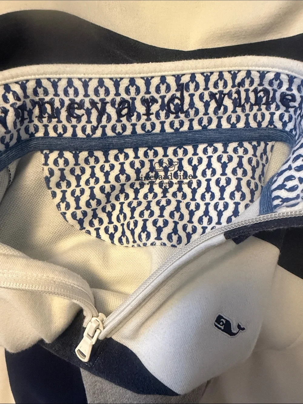 Vineyard Vines Navy and White Striped Half-Zip Pullover